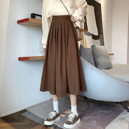 Flared Feminine Mid Length Skirt - Elegant Pleated Design
