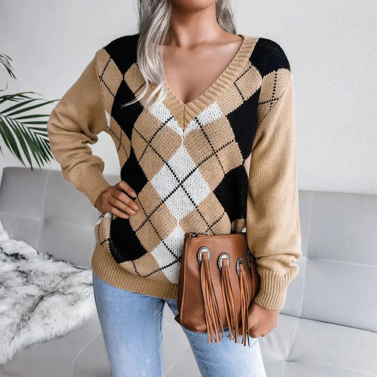 Warm Cable Knit V-Neck Sweater for Women - ModishWorld