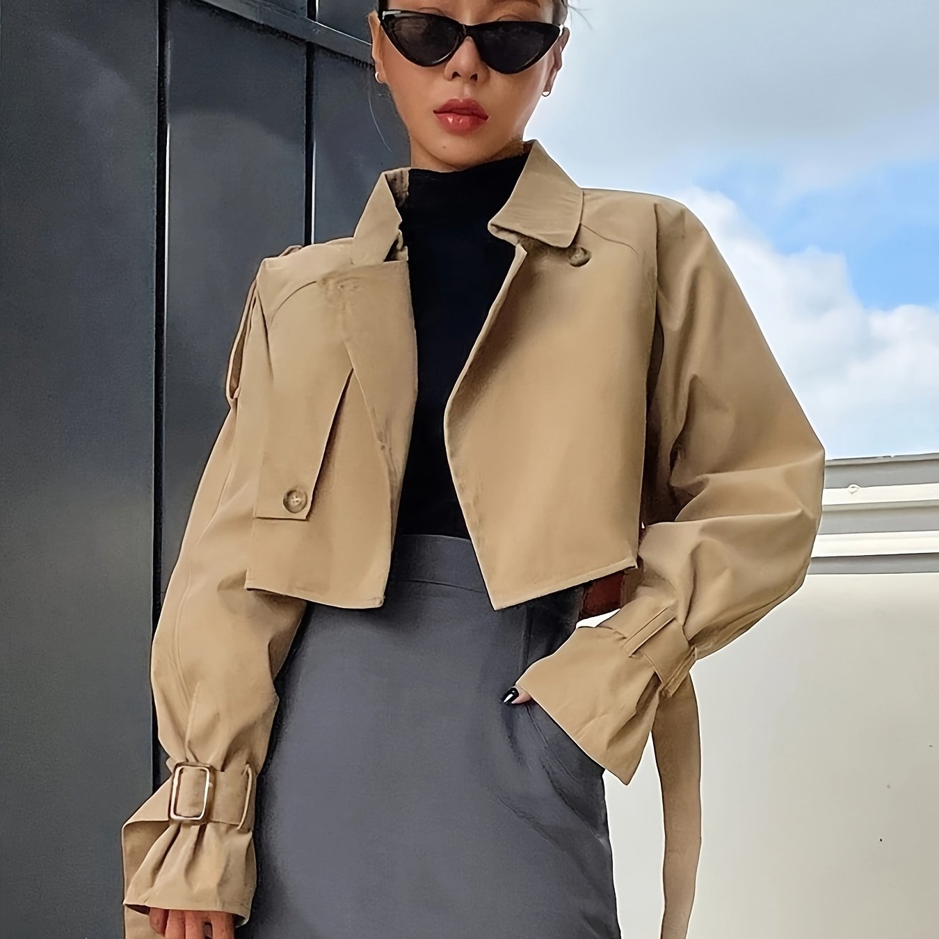 Ladies Classic Short Trench Coat - Chic and Cozy - ModishWorld