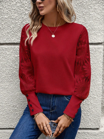 Beautiful Floral Women's Blouse with Long Sleeves