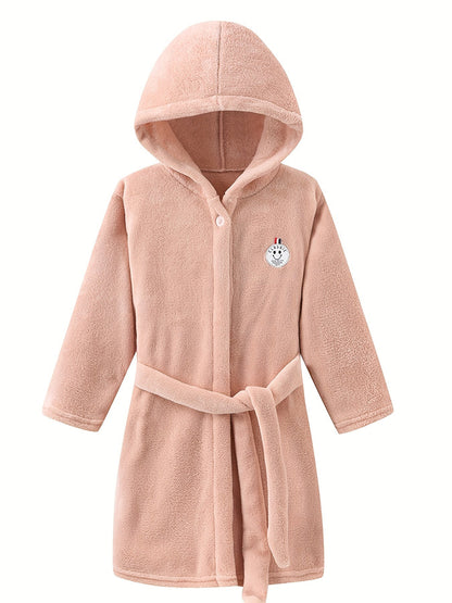 Children's Hooded Robe with Button Front