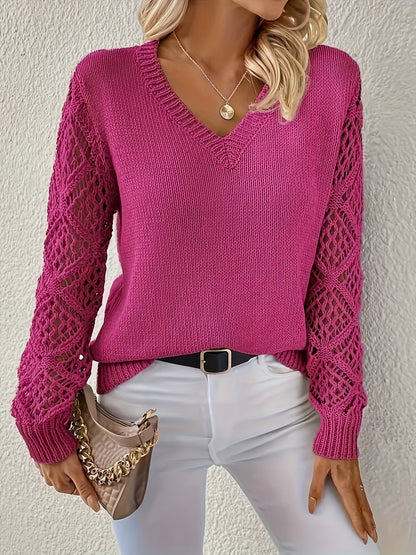 Fashionable Women's V-Neck Sweater with Cut Out Detail