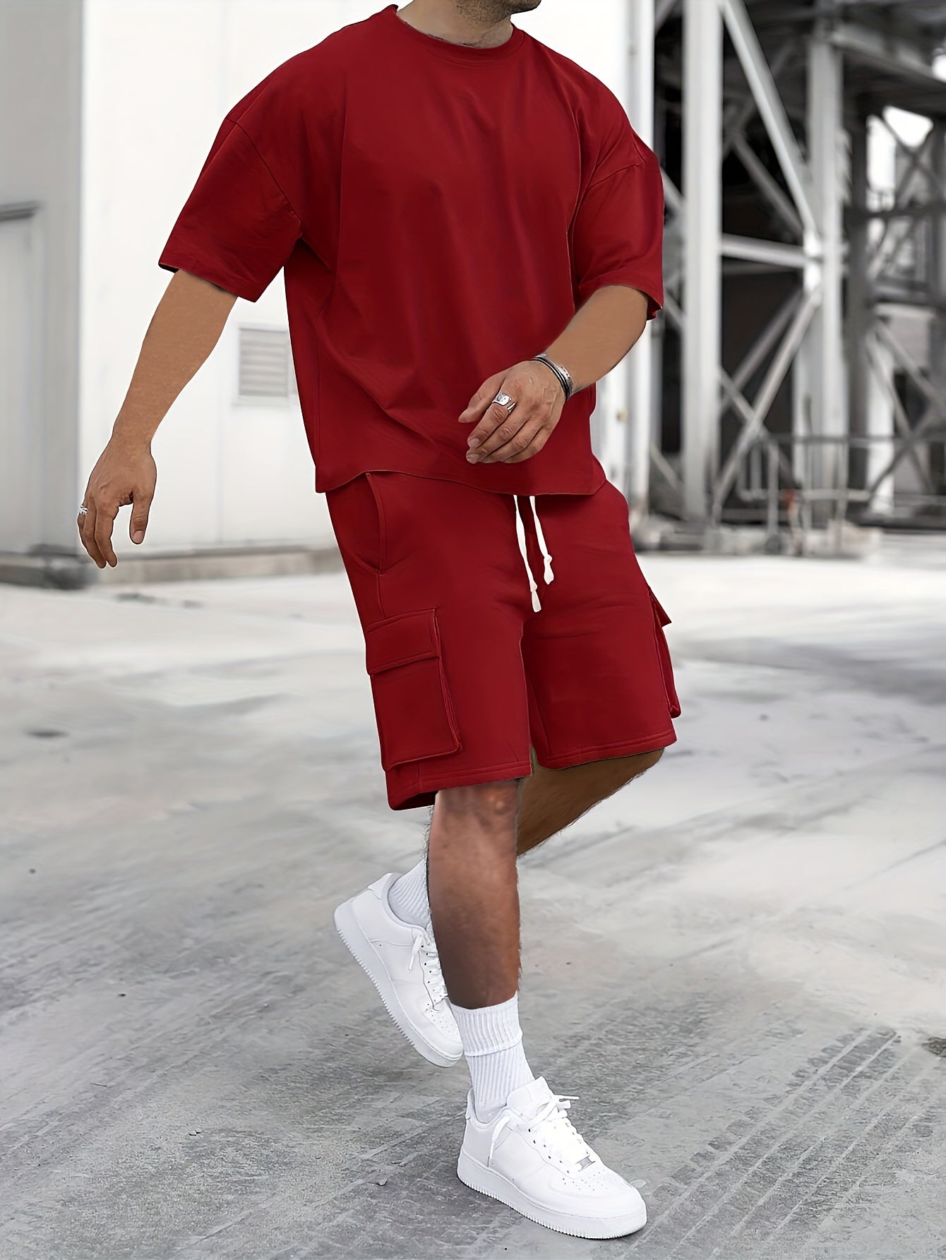 Relaxed Fit Tee and Shorts Combo for Men