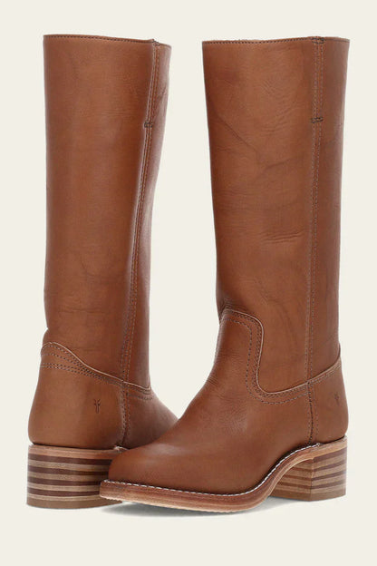 Ladies Tall Boots - Easy Slip-On Low Heel Shoes