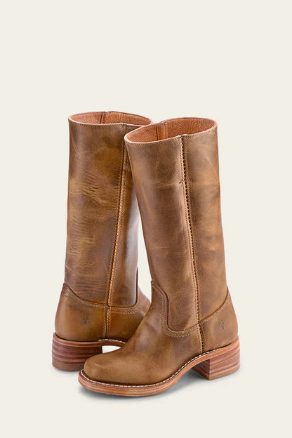 Ladies Tall Boots - Easy Slip-On Low Heel Shoes