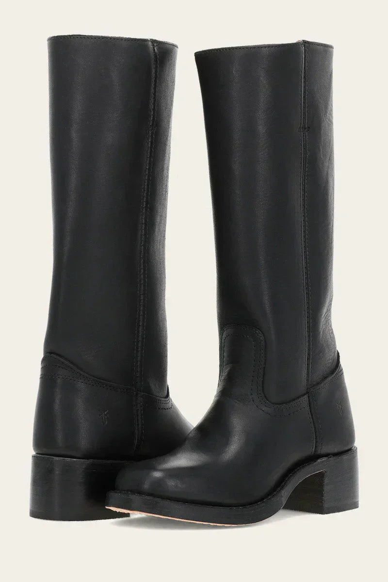 Ladies Tall Boots - Easy Slip-On Low Heel Shoes