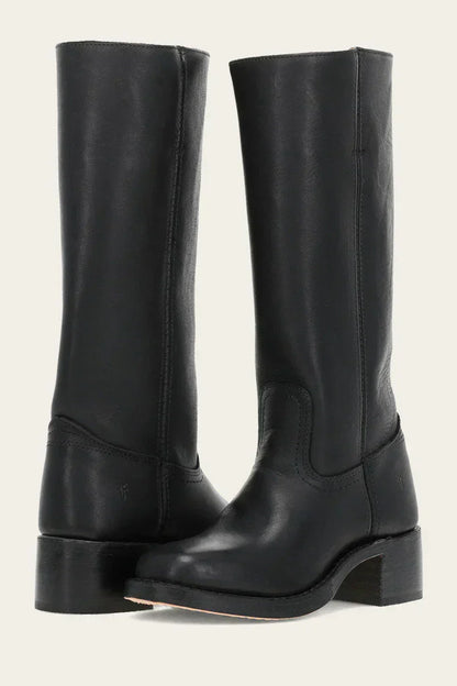 Ladies Tall Boots - Easy Slip-On Low Heel Shoes