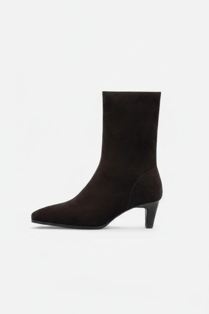 Chic Women's Ankle Boots - Faux Suede, Block Heel Style