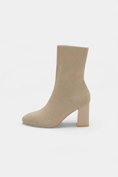 Fashionable Women's Knit Block Heel Ankle Boots