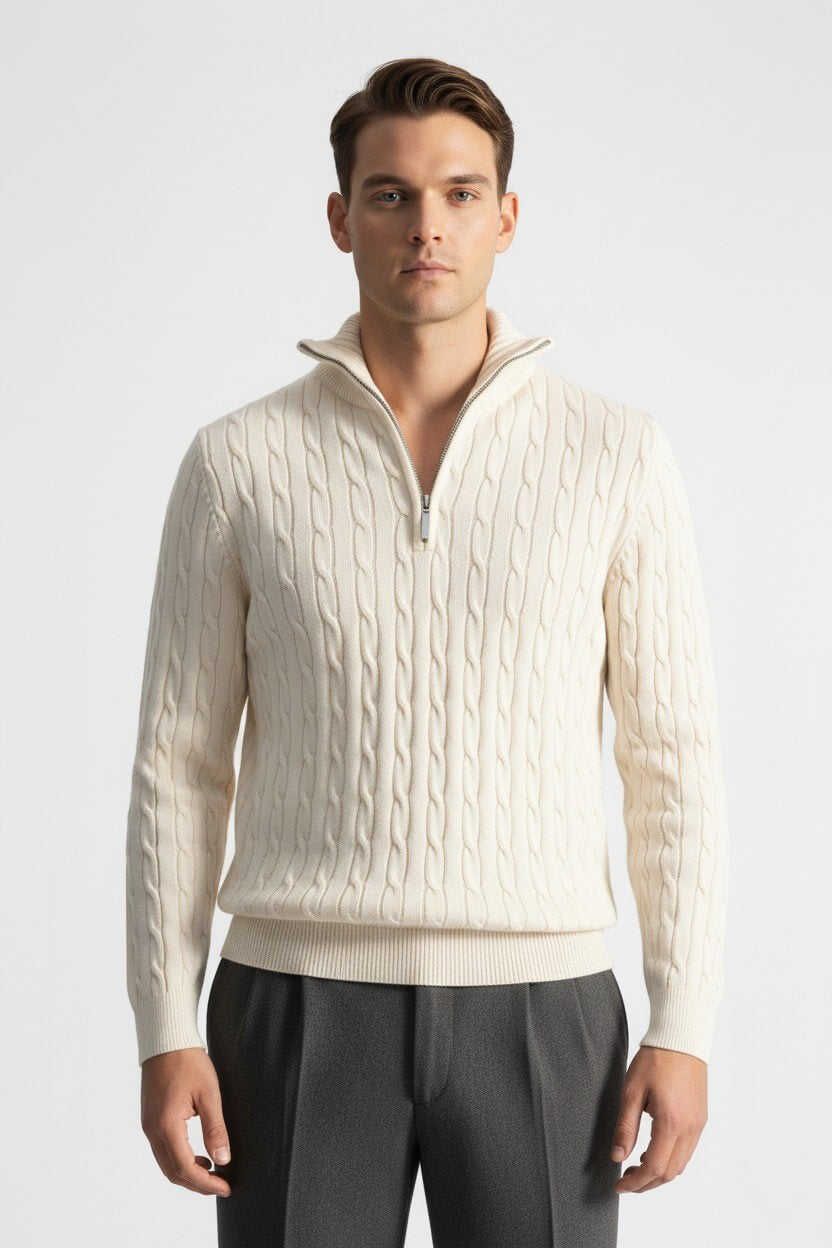 Stylish Men's Knit Sweater - Warm Winter Wool Blend