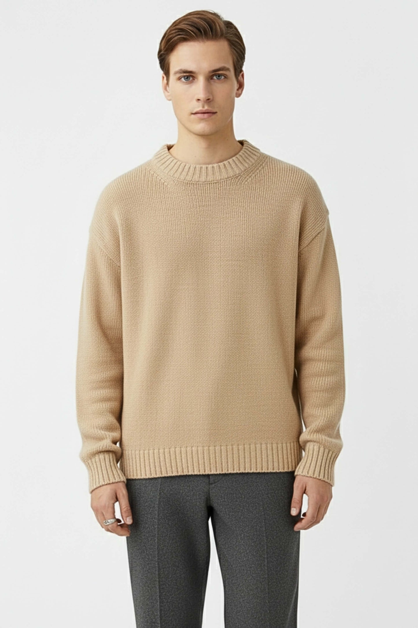 Warm Crew Neck Knitted Sweater for Men
