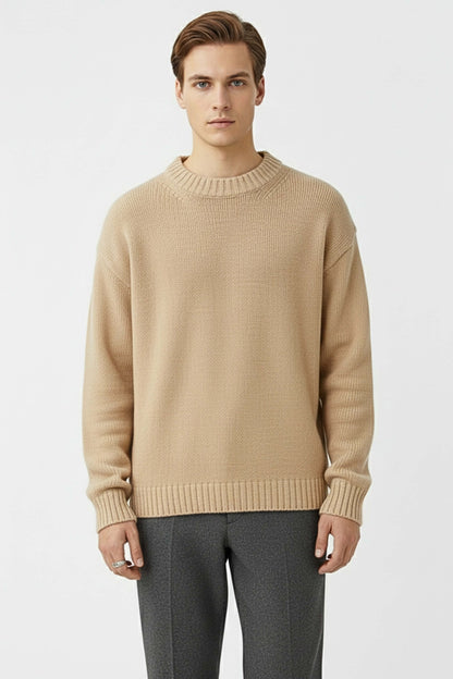 Warm Crew Neck Knitted Sweater for Men