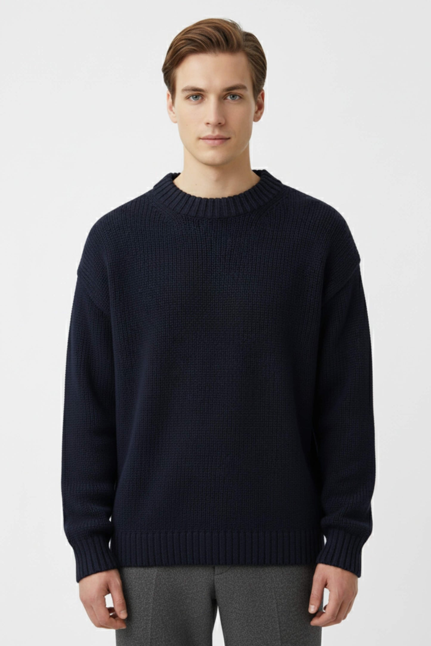 Warm Crew Neck Knitted Sweater for Men