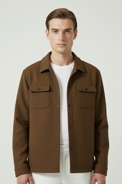 Stylish Men's Shirt Jacket - Classic Fit Winter Coat