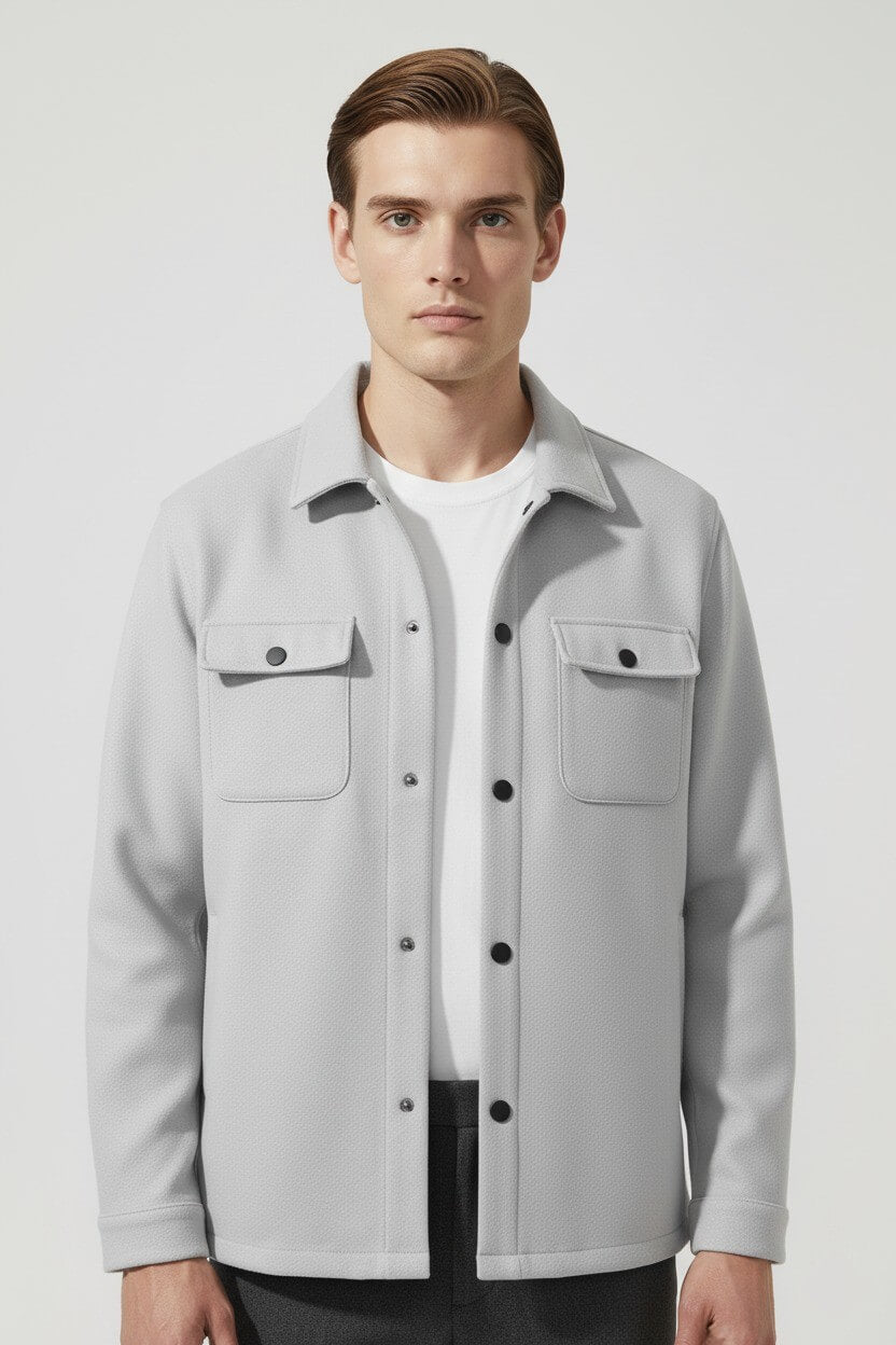 Stylish Men's Shirt Jacket - Classic Fit Winter Coat