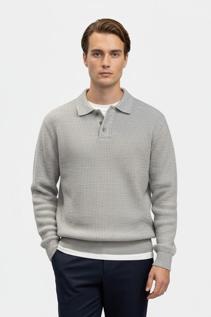 Stylish Men's Knit Sweater - Classic Fit Polo Neck