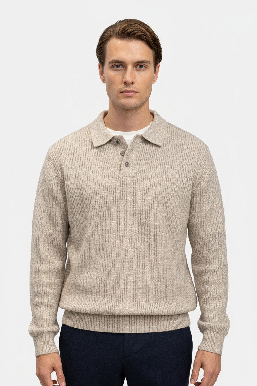 Stylish Men's Knit Sweater - Classic Fit Polo Neck - Modish World