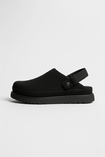 Chic Ladies Leather Slippers - Thick Sole Back Strap