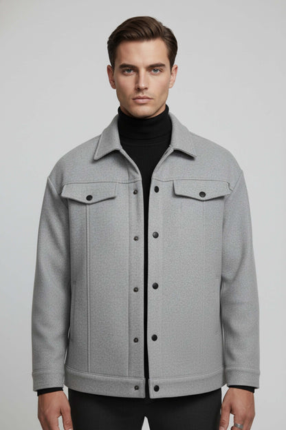 Stylish Men's Shirt Jacket - Warm Winter Layering