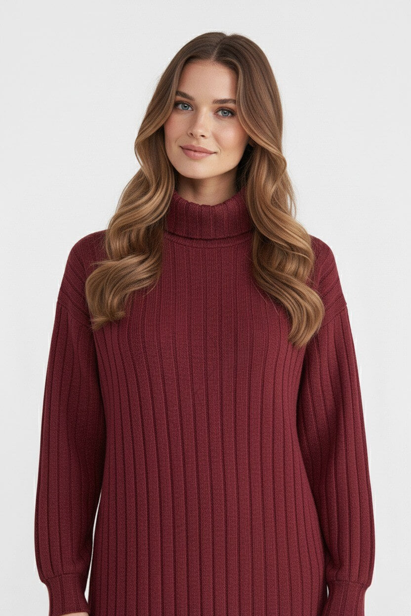 Fashionable Women's Roll Neck Stretch Dress
