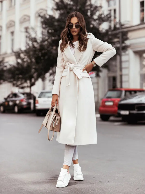 Elegant Ladies Long Coat - Tailored Fit and Classic Style