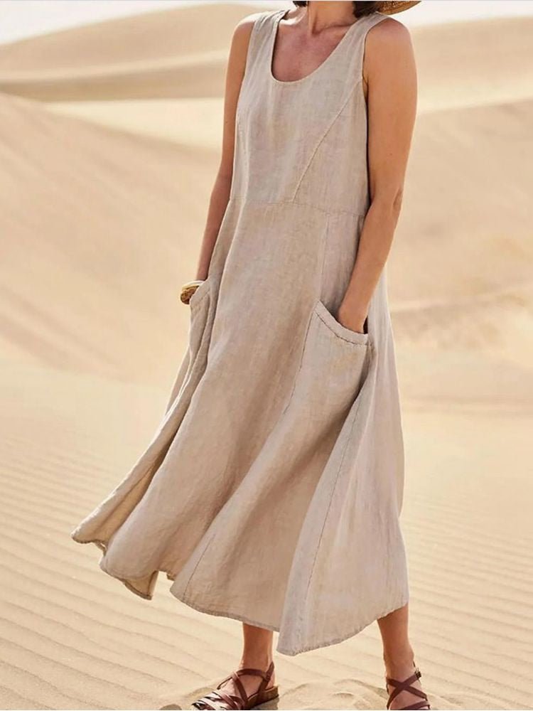 Comfortable Casual Warm Weather Midi Dress - ModishWorld