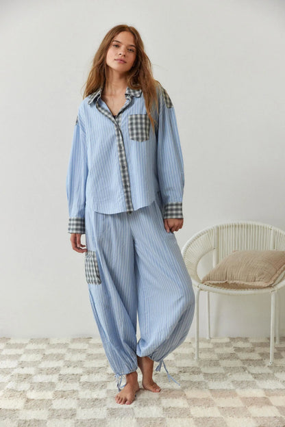 Comfortable Striped Pajama Set for Women - ModishWorld