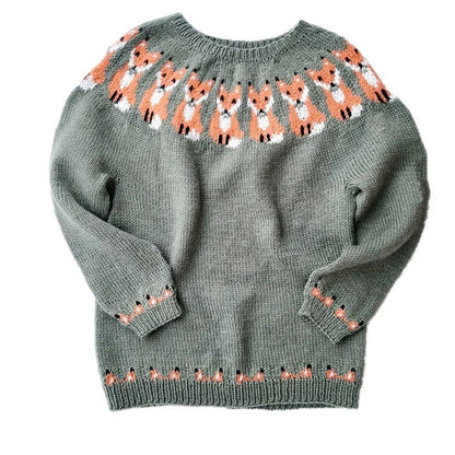 Classic Patterned Crew Neck Sweater for Women