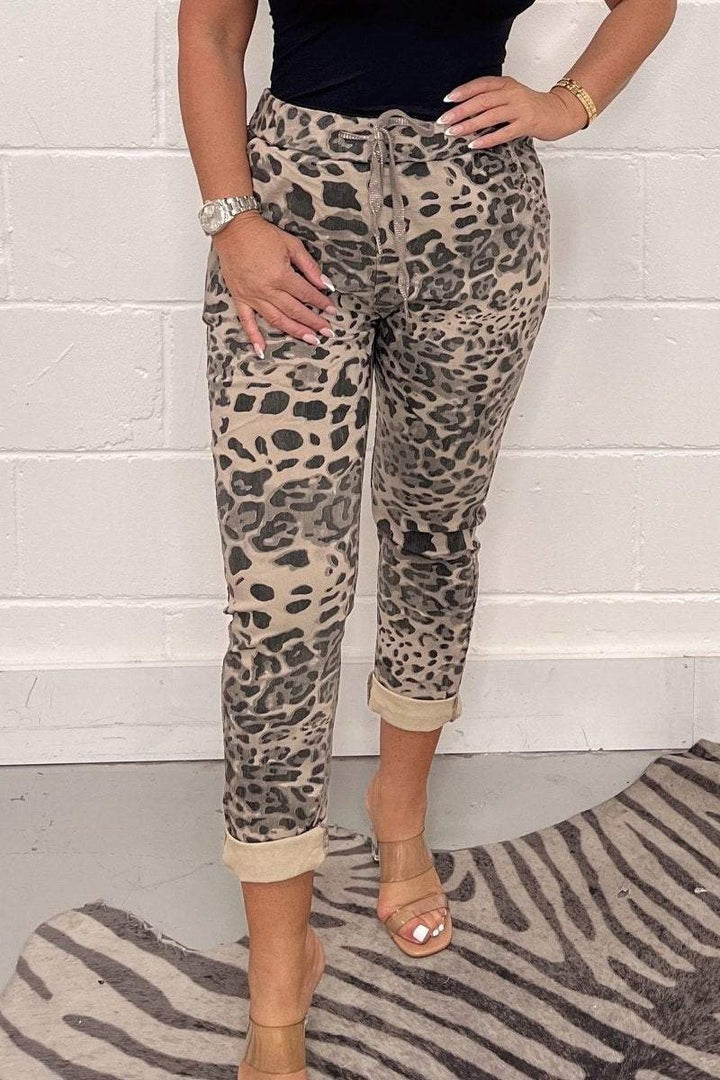 Women's Leopard Pants - Soft Relaxed Fit Trousers