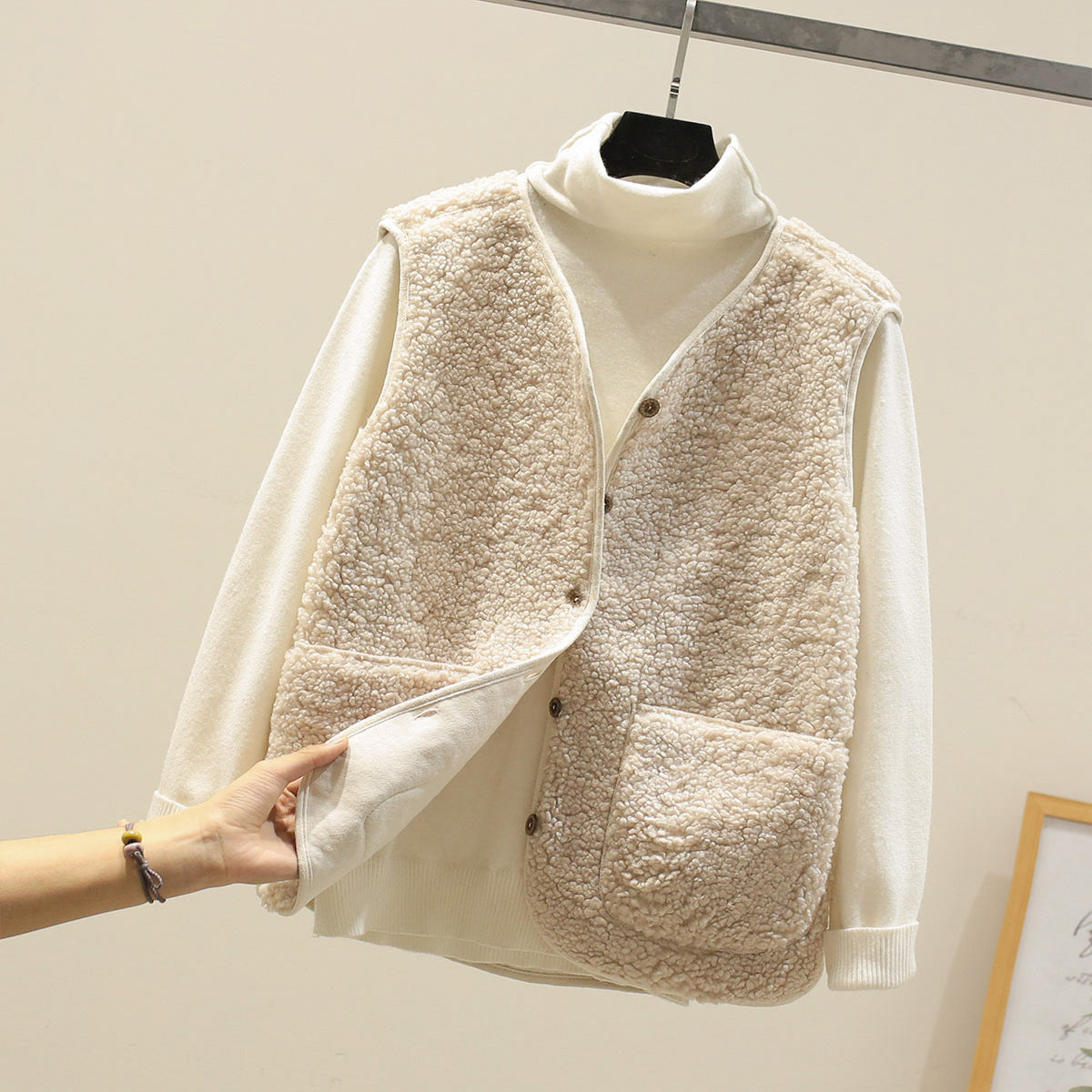 Ladies Faux Fur Gilet with Button Front - ModishWorld