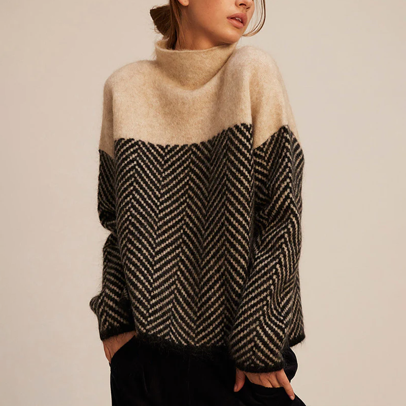 Multicolor Crew Neck Women's Sweater - ModishWorld