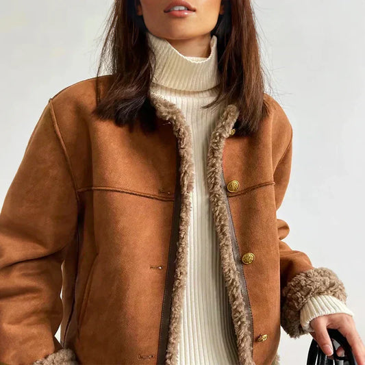 Warm Cropped Women's Faux Fur Jacket - ModishWorld