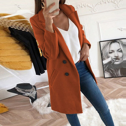 Ladies Classic Coat with Button Closure and Pockets