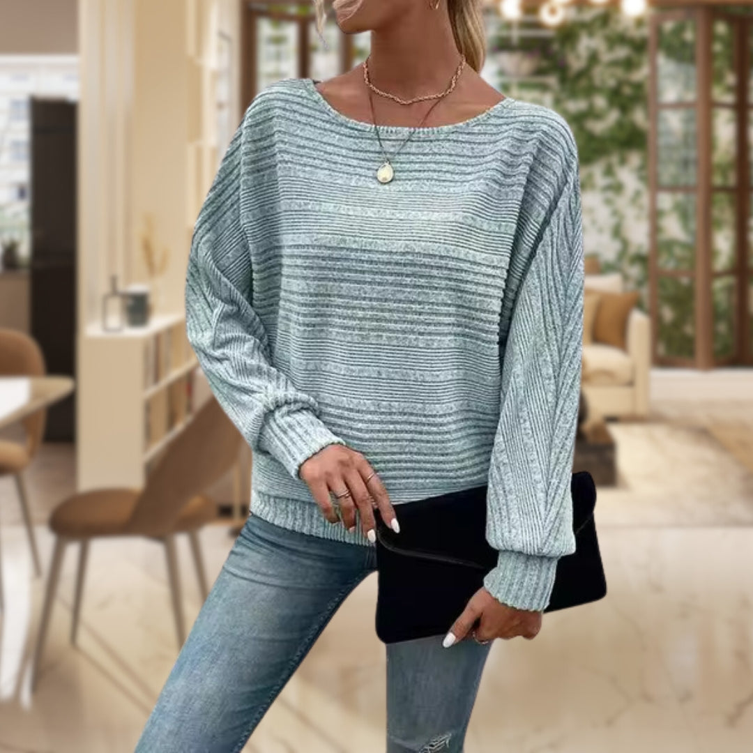 Casual Striped Knit Women's Blouse - ModishWorld