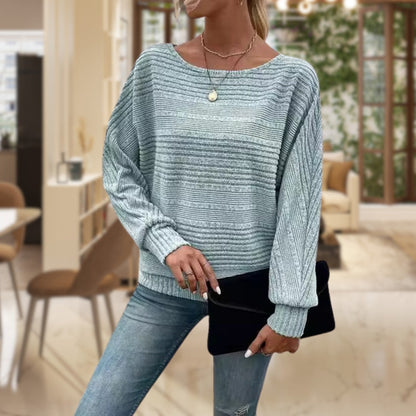 Casual Striped Knit Women's Blouse - ModishWorld