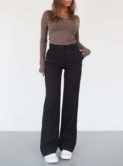 Classic Fit Office Pants - High Waisted Smart Trousers - ModishWorld