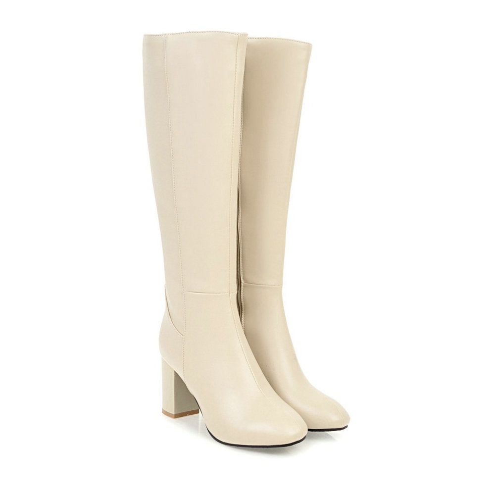Tall Women's Side Zip Block Heel Boots