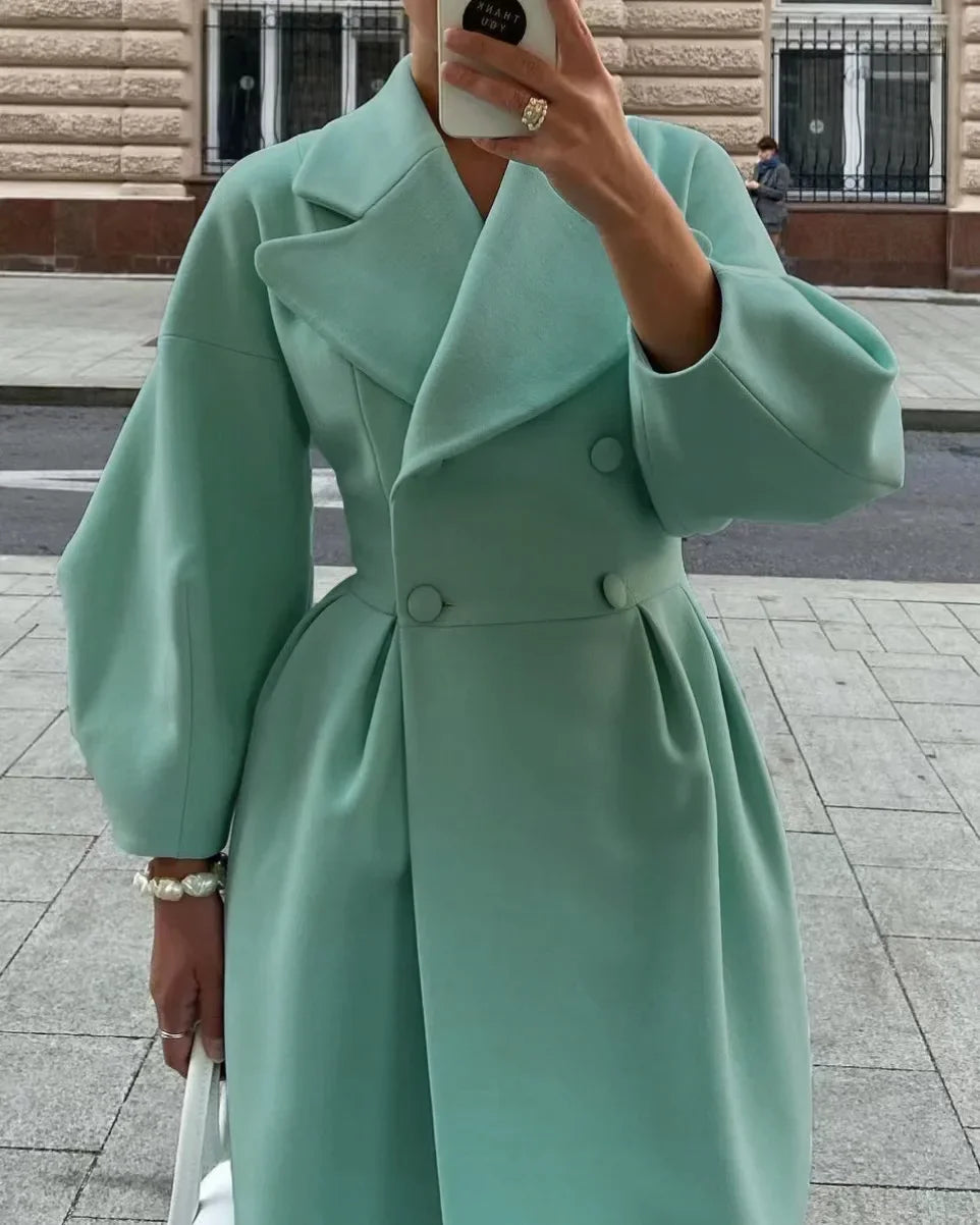 Ladies Classic Overcoat with Broad Lapel