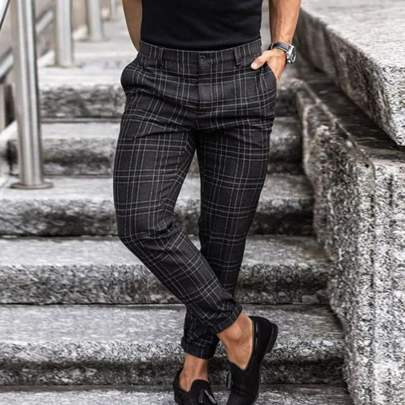 Men's Slim Fit Checked Work Pants