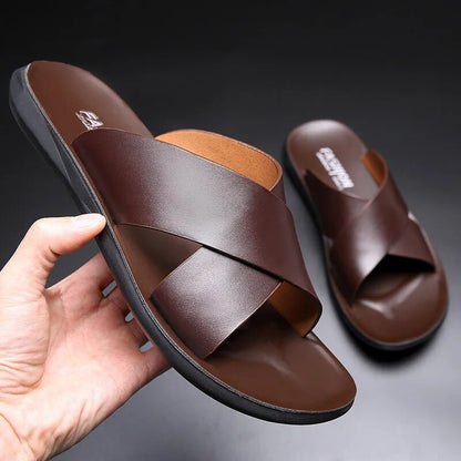 Grip Sole Mens Summer Cross Strap Sandals - ModishWorld