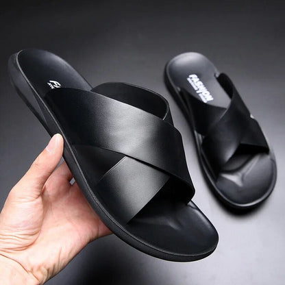 Grip Sole Mens Summer Cross Strap Sandals