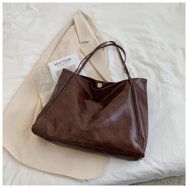 Classic Ladies Leather Tote Handbag - Vibrant Colour Large Stylish