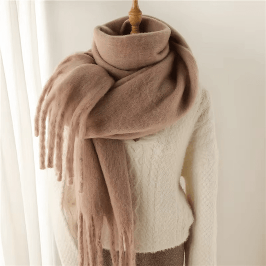 Warm Plush Cashmere Scarf with Tassels - ModishWorld