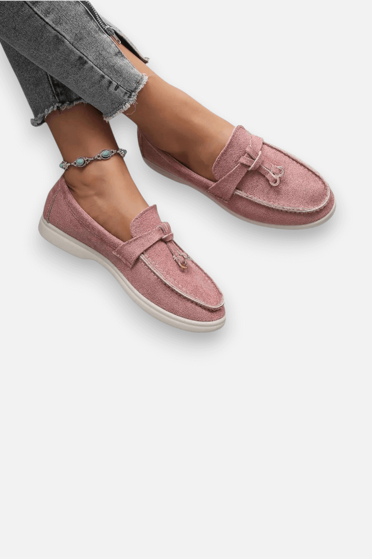 Classic Women's Leather Slip On Shoes - Thick Comfort Sole