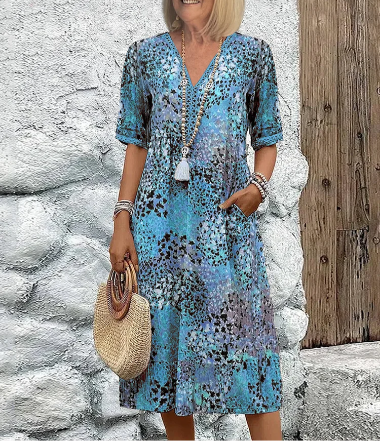 Pretty Floral Short Sleeve Summer Dress