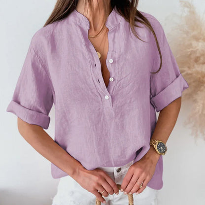 Comfortable V-Neck Lady Blouse