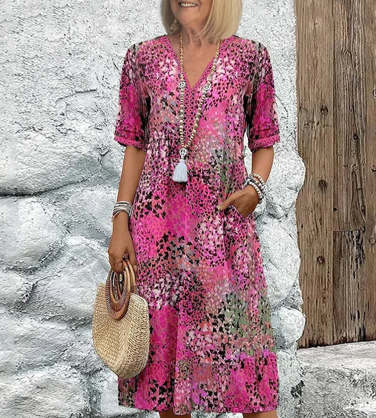 Pretty Floral Short Sleeve Summer Dress