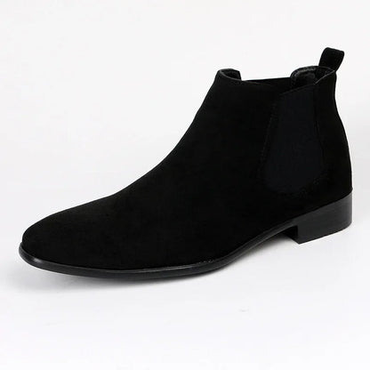 Men's Elastic Side Ankle Boots - Low Heel Chelsea Style