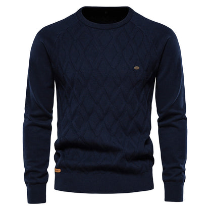 Men's Sweater - Classic Crew Neck Diamond Design