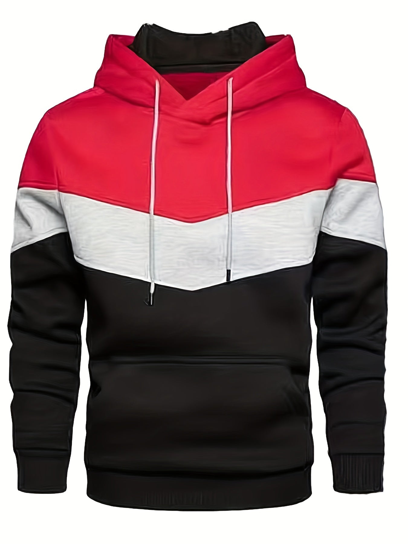 Men's Hooded Sweatshirt - Contrast Colour Block Design
